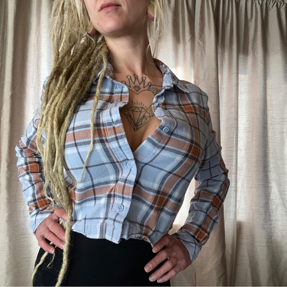 Vans plaid cropped button down shirt - Picture 1 of 4